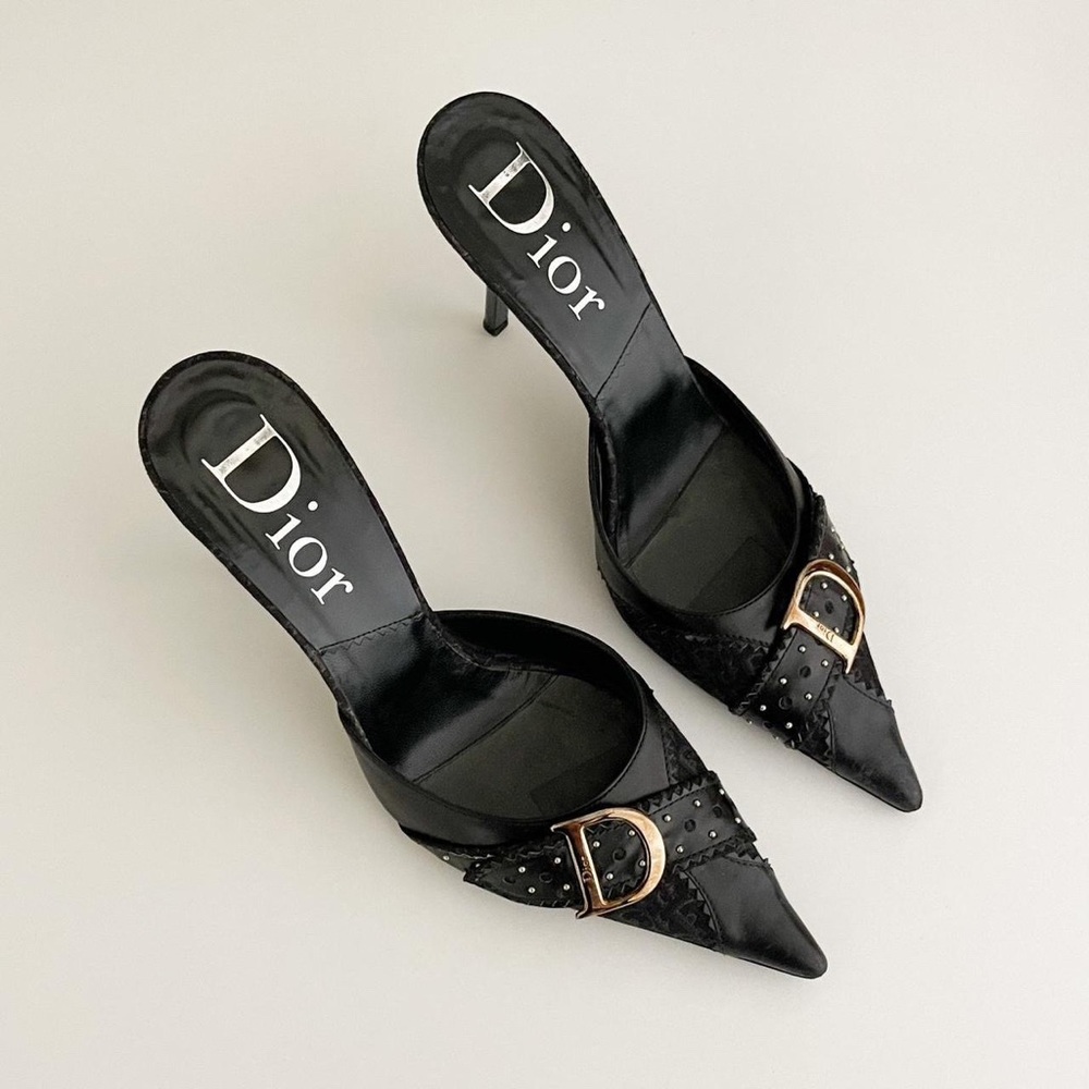 Christian Dior Iconic 2000's Buckle Leather Mule Heels (US 8.5/9 / IT 39)